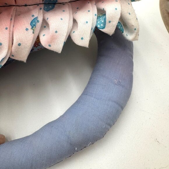 Vintage 1970s Embroidered Patchwork Blue Green Cat Pillow rare one of a kind spi - Picture 10 of 13